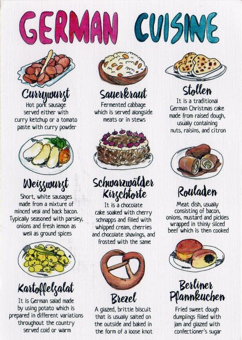 Germany Food, Culinary Cooking, Culinary Techniques, Food Infographic, Foreign Food, Food Info, Food Facts, German Food, Food Culture