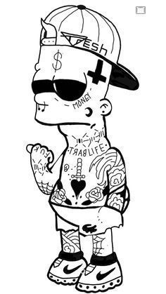 Cute Coloring Page, Traditional Tattoo Flash Sheets, Tattoo Cartoon, Tattoo Homme, Bart Simpson Art, Simpsons Tattoo, Character Tattoos, Hipster Drawings, Simpsons Drawings