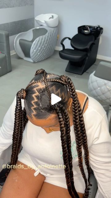 Braids by Antoinette on Instagram: "🔥🔥💇🏾‍♀️ 

#cornrows  #tampabraider  #neatbraids  #hairbraider  #tampahair  #braidideas  #hairtutorial" Single Braid Hairstyles For Black Women, 4 Plaits Hairstyles, Kid Feed In Braid Styles, Knotless Butterfly Braids, Jada Wayda Braids, 6 Braids Hairstyles Black, Quick Styles With Braiding Hair, Exotic Braids, 4 Cornrows Braids