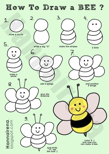 36 Simple Doodles You Can Easily Copy in Your Bullet Journal - Simple Life of a Lady Trin For Trin Tegning, Bee Drawing, Drawing Lessons For Kids, Easy Drawings For Kids, Easy Doodle Art, Easy Doodles Drawings, Bullet Journal Doodles, Cute Easy Drawings, Art Drawings For Kids