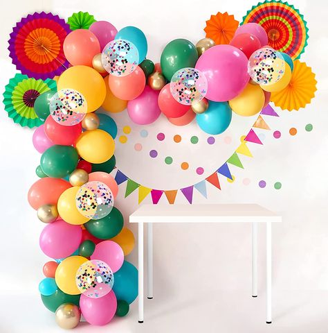 Mexican Fiesta Party Decorations, Mexican Theme Party Decorations, Paper Fan Decorations, Mexican Party Decorations, Fiesta Birthday Party, Fiesta Party Decorations, Mexican Birthday, Fiesta Theme Party, Small Balloons