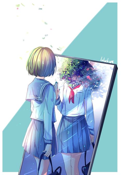 Mirror Drawings, Mirror Reflection, Intp, Noragami, Environmental Art, Art Anime, Pics Art, All Anime, Anime Scenery