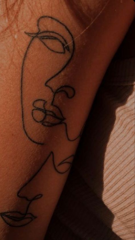 Two Face Tattoo, Feminism Tattoo, Faces Tattoo, Zwilling Tattoo, One Line Tattoo, Cute Hand Tattoos, Small Forearm Tattoos, Forearm Tattoo Design, Writing Tattoos