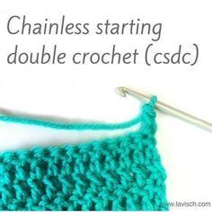 Usually a new row or round in a crochet project is started with a turning chain. However a chain of stitches is much skinnier than a regular double crochet. This can make it quite visible in the resulting piece. Fortunately there is a solution for this: the chainless starting double crochet stitch or csdc for short. Visit the new tutorial to see how it's done! www.lavisch.com/site/chainless-starting-double-crochet-csdc/ Slip Stitch Crochet, Foundation Single Crochet, Beginner Crochet Tutorial, Crochet Chain, Crochet Stitches For Beginners, Stitch Ideas, Double Crochet Stitch, Single Crochet Stitch, Crochet Stitches Tutorial