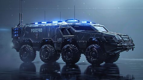 Futuristic Police APC Futuristic Police Vehicles, Police Car Concept Art, Futuristic Police Car, Futuristic Suburbs, Sci Fi Police, Futuristic Police, Zombie Life, Futuristic Vehicles, Aerospace Design