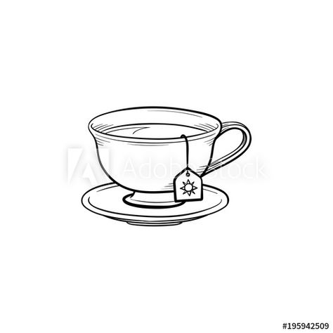 Cup Of Tea Doodle, Yea Cup Tattoos, Tea Doodle Art, Tea Cup Doodle, Tea Bag Tattoo, Teabag Tattoo, Cup Of Tea Tattoo, Tea Cup Tattoo, Tea Icon