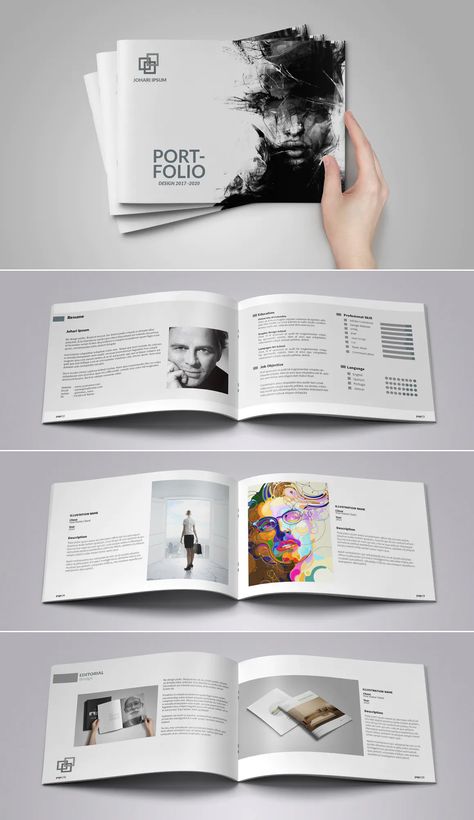 Editorial Portfolio Design, Printed Portfolio Graphic Design, Painting Portfolio Layout, Portfolio Print Design, Graphic Designer Portfolio Pdf, Brochure Design Creative Graphics, Portfolio Design Ideas Art, Portfolio Design Creative, Portfolio Ideas Design