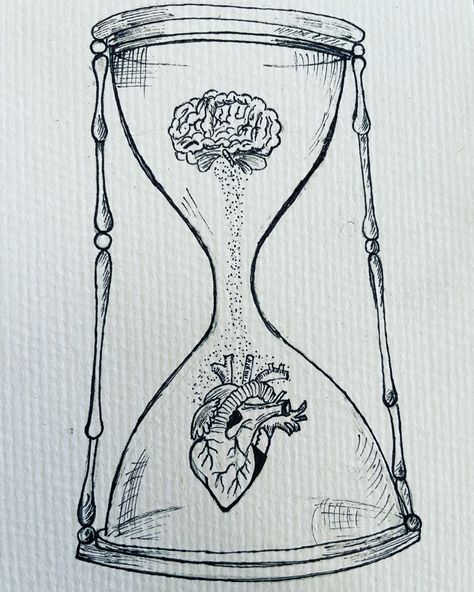 Hourglass Heart Tattoo, Glass Tattoo, Hourglasses, Brain And Heart, Hour Glass, Deathly Hallows, Deathly Hallows Tattoo, Heart Tattoo, Triangle Tattoo