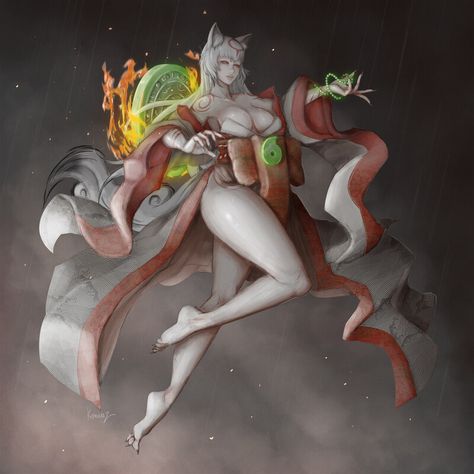 ArtStation - Amaterasu, Kumanz . Amaterasu Omikami, Goddess Artwork, Monster Art, Monster Girl, Anime Kawaii, Digital Artist, Character Art, Anime Art, Pokemon