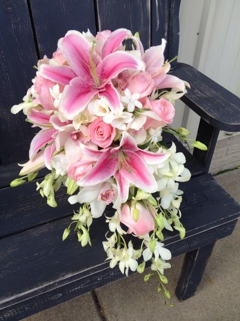 Stargazer Lily Bouquet, White Orchid Bouquet, Orchid Bouquet, Lily Wedding, Lily Bouquet, Stargazer Lily, Boquette Flowers, Most Beautiful Flowers, Beautiful Bouquet Of Flowers