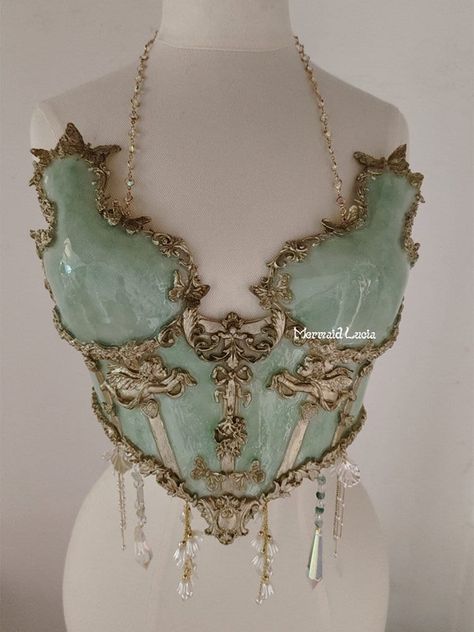 Corset Bra Top, Mermaid Corset, Resin Mermaid, Mermaid Cosplay, Marble Resin, Top Cosplay, Look Festival, Mermaid Outfit, Image Swag