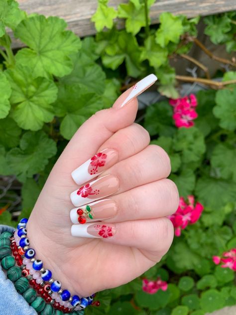 Hawaiian Flower Nails, Hawaiian Flower, Casual Nails, Nail Colours, Nails 2024, Hawaiian Flowers, Square Nails, Flower Nails, Flower Images