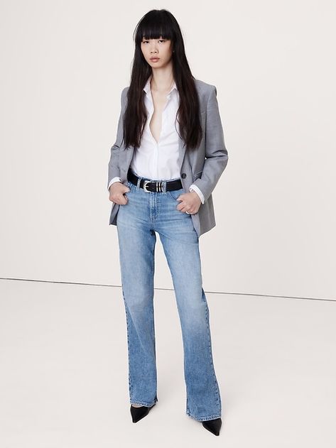 The Relaxed Flare Jean | Banana Republic Curated Closet, Petite Shorts, High Rise Pants, Cut It, Bottom Clothes, The Earth, Flare Jeans, Banana Republic, Personal Style