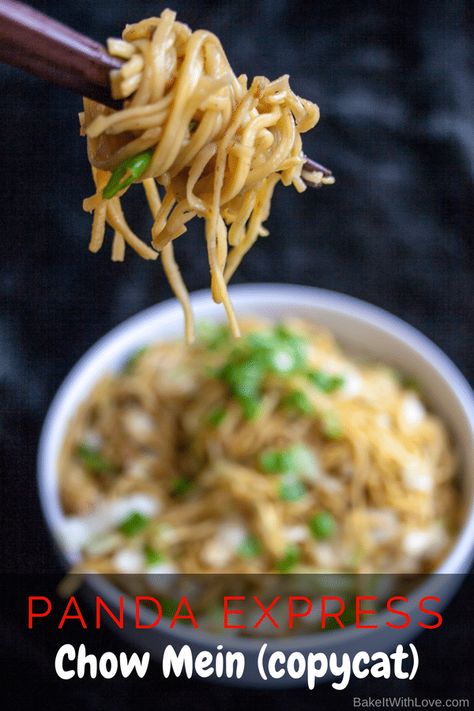 Looking for a wonderfully tasty Panda Express chow mein copycat recipe that's equally quick and easy to make for dinners? You're in luck, as this is one of my fave Panda Express side dishes to make - then mix and match with SO MANY takeout entrees!! BakeItWithLove.com #bakeitwithlove #pandaexpress #copycat #chowmein Noodle Sauce Recipes, Panda Express Menu, Chowmein Noodles, Panda Express Copycat, Panda Express Recipes, Chinese Side Dishes, Noodle Sauce, Asian Noodle Recipes, Takeout Food