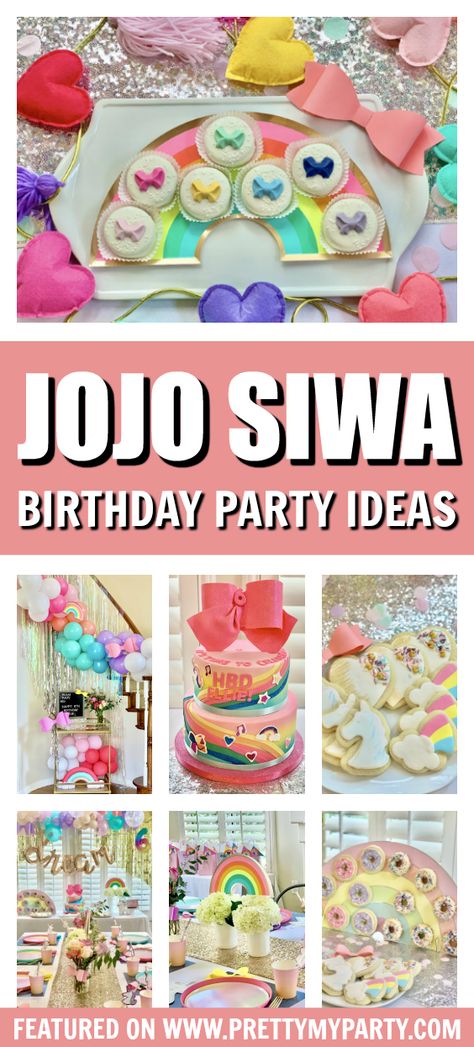 JoJo Siwa Inspired Birthday Party on Pretty My Party Jo Jo Siwa Party Ideas, Jojo Siwa Birthday Party Ideas, Jojo Siwa Birthday Party, Jojo Siwa Birthday Cake, Jojo Siwa Party, Diy Kids Party Decorations, Diy Kids Party, Baby Boy Decorations, Jojo Siwa Birthday