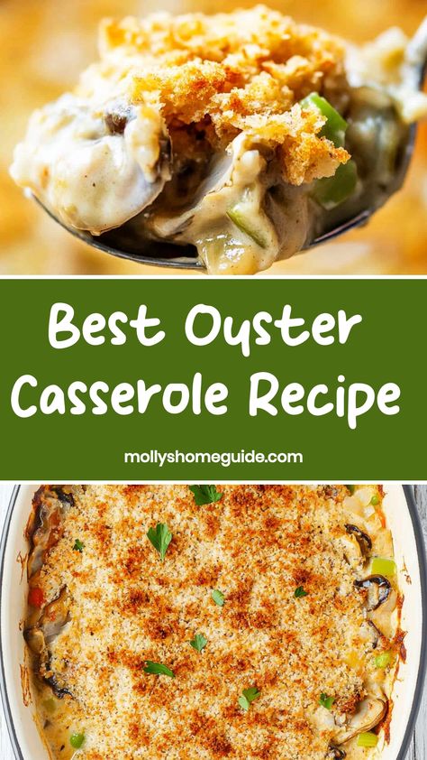 Indulge in the rich and savory flavors of our delightful oyster casserole recipe. Made with fresh, plump oysters, creamy sauce, and a buttery breadcrumb topping, this dish is perfect for any occasion - from cozy family dinners to elegant gatherings. Whether you're a seasoned chef or a cooking novice, you'll find this recipe simple to follow and absolutely delicious. Oyster Appetizers, Oyster Casserole With Saltines, Oyster Casserole Recipes, Recipes Using Canned Oysters, Oyster Fritters Recipes, Cooked Oyster Recipes, Fried Oyster Recipes, Corn And Oysters Casserole, Recipes Using Canned Smoked Oysters