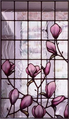 beautiful pink magnolia blooms                                                                                                                                                                                 More Samsung Wallpapers, زجاج ملون, Mosaic Stained, Stained Glass Flowers, Art Stained, Stained Glass Designs, Stained Glass Panels, Stained Glass Projects, Gorgeous Glass