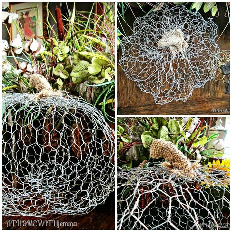 AT HOME WITH JEMMA: French Western Pumpkins-DIY Chicken Wire Pumpkin, Chicken Wire Projects, Wire Pumpkin, Halloween Lamp, Chicken Wire Art, Pumpkins Diy, Chicken Wire Crafts, Pumpkin Eater, Western Crafts