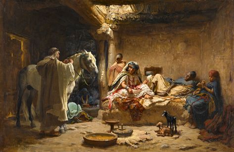 https://flic.kr/p/2i3i52t | bridgman, frederick arthur - Interior of an Algerian House, Biskra2 | Frederick Arthur Bridgman  1824-1904  Verenigde Staten Orientalist Paintings, African House, Academic Art, Historical Painting, Islamic Paintings, National Portrait Gallery, Historical Art, Portrait Gallery, Global Art