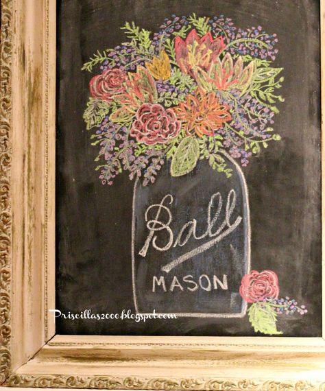 Beautiful Mason Jar Chalkboard Art Chalkboard Paint Ideas, Summer Chalkboard Art, Summer Chalkboard, Chalk Designs, Spring Chalkboard, Chalkboard Mason Jars, Chalkboard Projects, Chalkboard Wall Art, Chalkboard Doodles