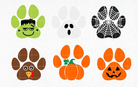 Paw Print Halloween Art, Halloween Dog Paw Art, Halloween Dog Crafts, Paw Print Art Diy, Dog Bandana Svg, Paw Print Crafts, Bandana Svg, Paw Print Art, Paw Print Svg