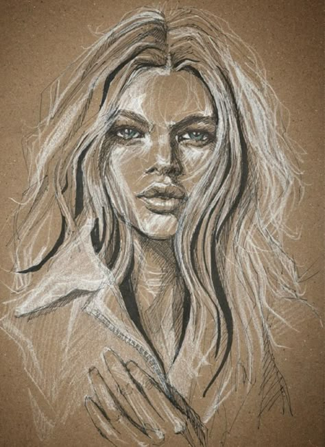 á la mode Saturday Illustration, Sepia Art, Charcoal Portraits, Pastel Portraits, Art Drawings Sketches Pencil, Charcoal Art, Beauty Art Drawings, Toned Paper, Sketch Inspiration