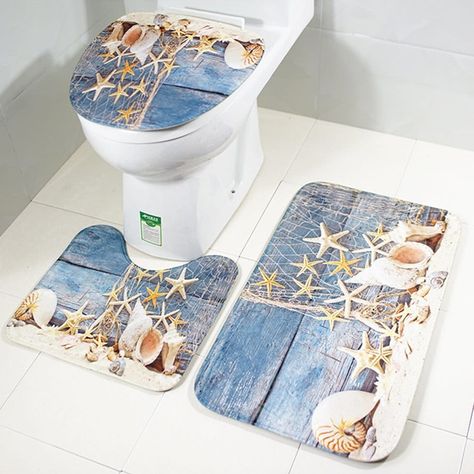 RB042Toilet Seat Cushion Three Piece Set Toilet Skidproof Cushion Suit - Bathroom Mat Sets, Area Rug Sets, Toilet Lid Cover, Wet Floor, Carpet Size, Toilet Mat, Suede Fashion, Bath Mat Sets, Scenic Design