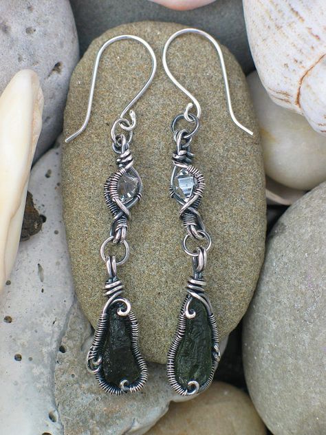 Crystal Wire Wrap, Wire Wrap Earrings, Herkimer Diamond Earrings, Wrap Earrings, Wrapped Earrings, Diamond Quartz, Wire Wrapped Earrings, Quartz Crystals, Herkimer Diamond