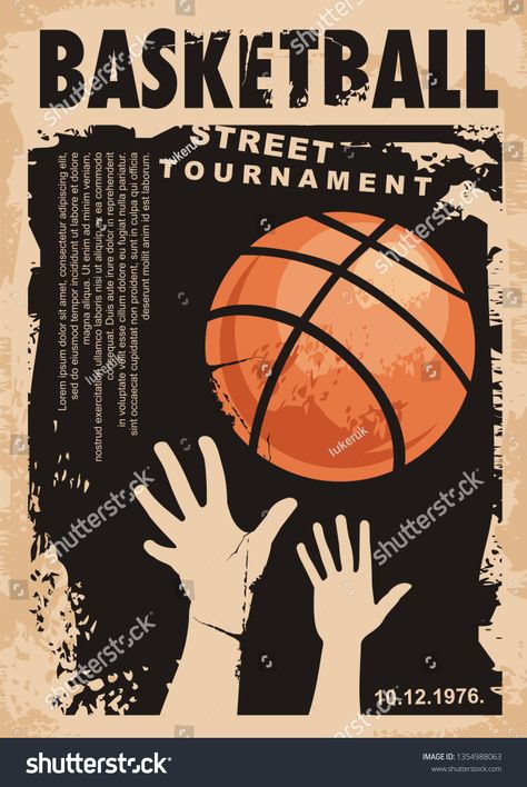 Grunge Poster Design, Poster Design Competition, Basketball Banners, Grunge Posters, Street Basketball, Poster Design Layout, Basketball Posters, Basketball Tournament, Vector Banner