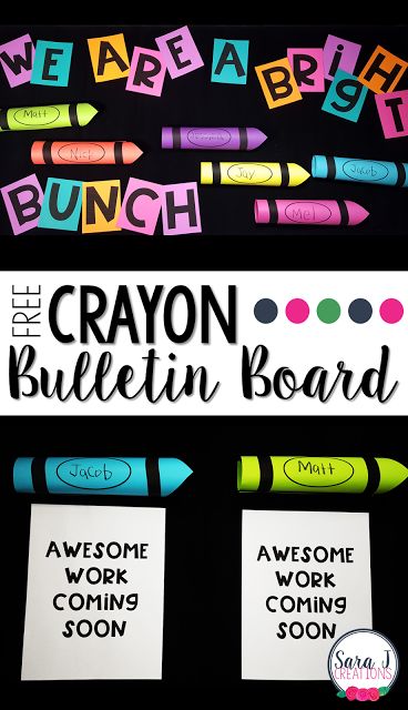 Bulletin Board Template, Crayon Bulletin Boards, Crayon Themed Classroom, Elementary Bulletin Boards, Kindergarten Bulletin Boards, Work Bulletin Boards, Art Bulletin Boards, Summer Bulletin Boards, Preschool Bulletin