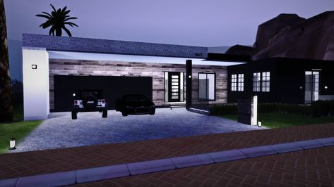 Sierrathesimmer Houses, One Story Sims House, Sims Cc Lots, Sims 4 Unfurnished House, Oasis Springs, Black Houses, One Storey House, Sims 4 Black Hair, Sims 4 House Building