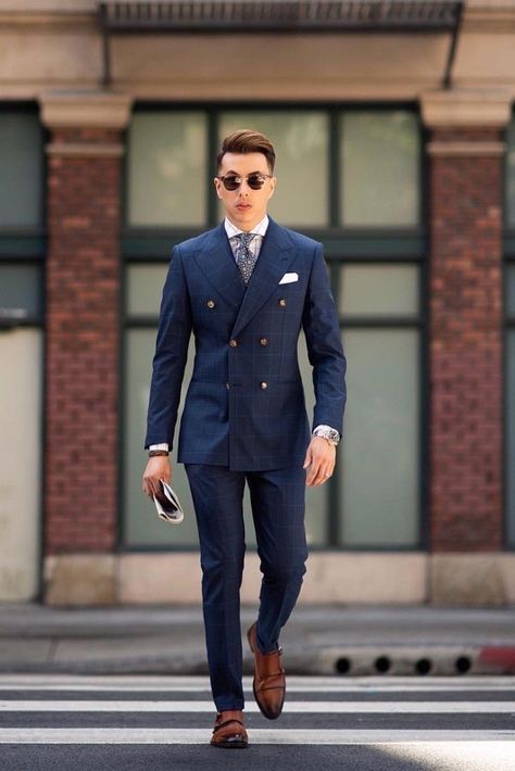 Blue Suit Outfit, Double Breasted Suit Men, Masculinity Quotes, Quotes Empowering, Stylish Mens Suits, Dapper Mens Fashion, Blazer Outfits Men, Blue Suit Men, Suits Men Business