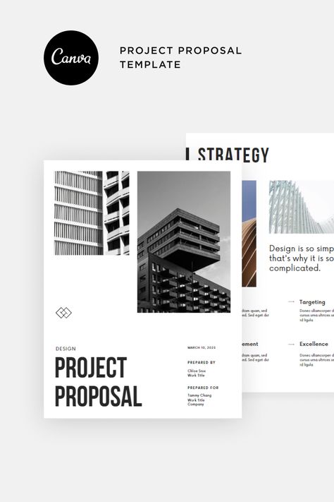 This bold and minimalist Project Proposal template is designed to confidently showcase your business, helping get your project started with a client. Perfect for business and creative industry professionals. Project Proposal Design, Project Proposal Template, Proposal Design, Business Proposal Template, Creative Industry, Modern Architects, Project Proposal, Proposal Template, Business Templates