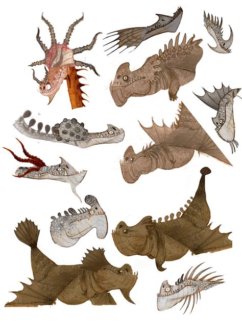 Httyd, concept art, nico marlet, httyd, httyd2, the hidden world, httydthw, race to the edge, rtte, valka, Bewilderbeast, winggnasher, snuffle hunch, snuffle fang, hobble grunt, unnamed dragons, rain cutter, valka’s nest mountain, dragon nest Httyd Dragons Design, Httyd Concept Art Dragons, How To Train Your Dragon Concept Art, Httyd Dragons Species List, How To Train Your Dragon Dragons, Httyd Dragons Species, Httyd Dragons Oc, Nico Marlet, Httyd Concept Art