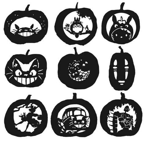 The first Totoro one, the Kiki's Delivery Service one under it, and No Face from Spirited Away Cat Bus Pumpkin Carving, Kiki's Delivery Service Pumpkin Carving, Halloween Pumpink Carving Ideas, Soot Sprite Pumpkin Carving, No Face Pumpkin Carving, Kiki's Delivery Service Pumpkin, Studio Ghibli Pumpkin Carving Stencil, Nerd Pumpkin Carving, Studio Ghibli Pumpkin Stencil