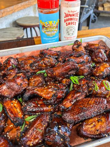 Japanese Chicken Wings, Japanese Bbq Sauce, Air Fryer Recipes Chicken Wings, Meat Church, Barbecue Sauce Chicken, Japanese Bbq, Smoked Wings, Bbq Sauce Chicken, Smoked Chicken Wings