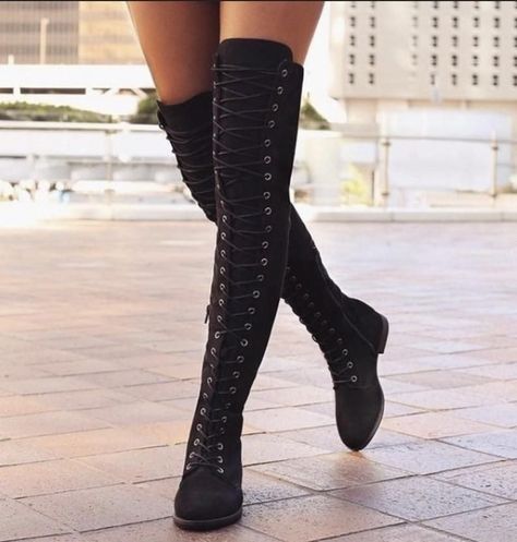 a424ed4bd3a7d6aea720b86d4a360f75desc38784524ri Suede Flat Boots, Thigh High Boots Flat, Low Heel Flats, Stiletto Shoes, Zipper Boots, Long Boots, Boots Outfit, Thigh High Boots, High Heel Boots