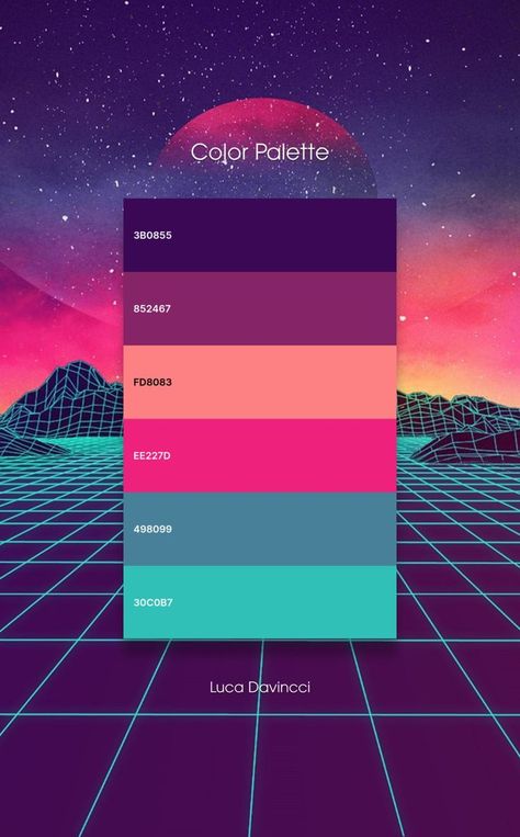 Universe Colour Palette, Thermal Color Palette, Vapor Wave Color Palette, Cyberpunk Color Scheme, Retrowave Color Palette, Gradient Pallete Color, Synthwave Color Palette, Arcade Color Palette, Trippy Color Palette