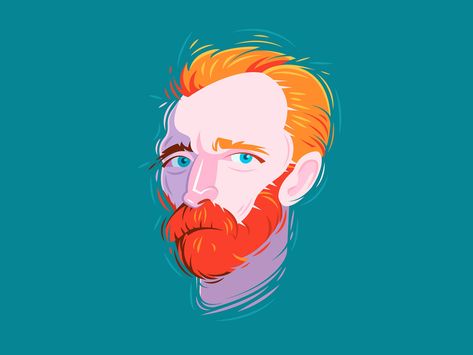 Van Gogh by Rich Stromwall on Dribbble Clothes Painting, Primary School Art, Dali Paintings, Arte Van Gogh, Art Parody, Van Gogh Paintings, Van Gogh Art, Vincent Van, Portrait Illustration