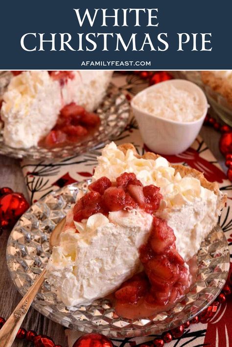 I’m dreaming of a white Christmas…and this White Christmas Pie is very dreamy and delicious! This White Christmas Pie is filled with a creamy and sweet coconut filling flavored with both almond and vanilla then topped with unsweetened whipped cream. #christmasdessert #christmaspie Christmas Pies, Christmas Pie Recipes, Christmas Pie, Coconut Pie, New Year's Food, A White Christmas, Delicious Pies, Christmas Snacks, Pie Dessert