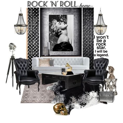 "Rock N Roll Set - Madonna" by szaboesz on Polyvore Rock Roll Decor, Mood Board Interior, Glam Living, Glam Living Room, Interior Design Boards, Interior Design Mood Board, Glam Decor, Interior Concept, Lounge Room