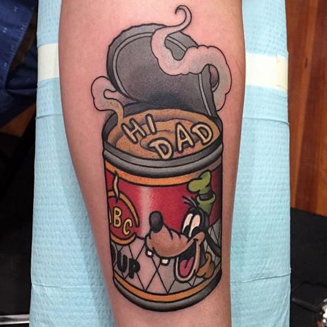 Traditional Tattoo Quotes, Disney Lettering, Disney Tattoos Quotes, Daniel Tattoo, Disney Sleeve Tattoos, Nerdy Tattoos, Disney Sleeve, Food Tattoos, Movie Tattoo