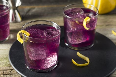 5 Decent Parfait Amour Substitutes To Use - Miss Vickie Purple Rain Drink, Purple Gin, Jolly Rancher Drink, Empress Gin, Viking Party, Gin Sour, Purple Cocktails, Gin Cocktail Recipes, Raspberry Liqueur