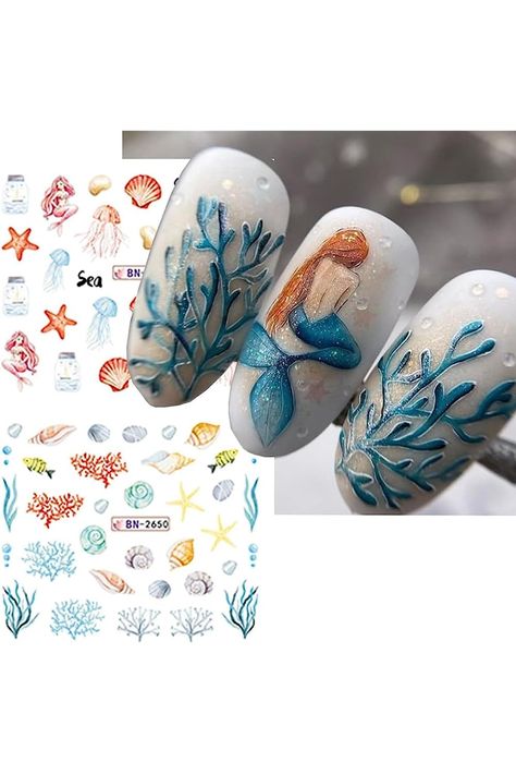 12 Sheets Ocean Nail Stickers, Summer Nail Art Decals Water Transfer Nail Art Stickers Dolphin Shell Starfish Seahorse Cute Marine Animals Design Sea Beach Nail Art Accessories for Women DIY Manicure Women Acrylic Nails, Cute Marine Animals, Ocean Nail Art, Water Transfer Nail Art, Ocean Nail, Acrylic Nail Supplies, Beach Nail Art, Nails Inspiration Spring, Jellyfish Design