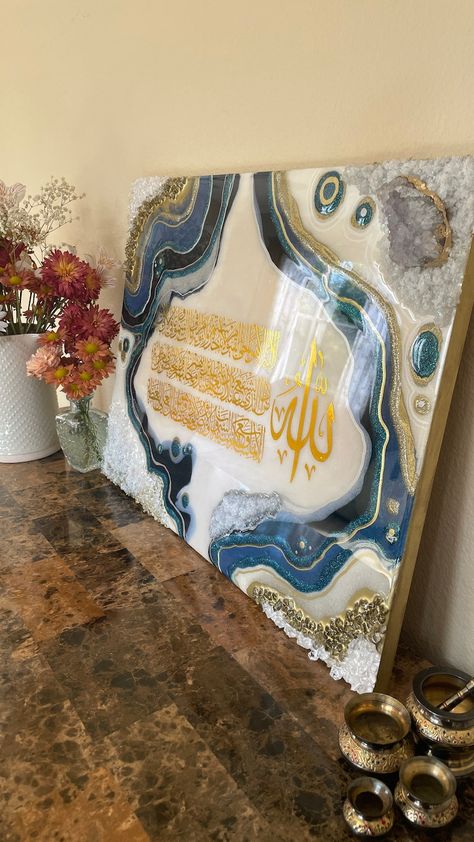 Buy Arabic Calligraphy Geode Resin Art Custom Order Multiple Size Options Available Online in India - Etsy Geode Resin Art, Resin Geode Art, Diy Resin Gifts, Diy Resin Crystals, Resin Crystals, Resin Gifts, Random Products, Wedding Drawing, Resin Crafts Tutorial