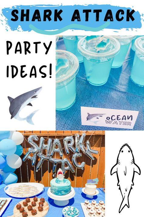 Diy Shark Cake, Shark Smash Cake, Shark Cake Ideas, Shark Party Theme, Cake Recipe For Decorating, Shark Birthday Cake, Shark Birthday Cakes, Shark Themed Party, Army Party