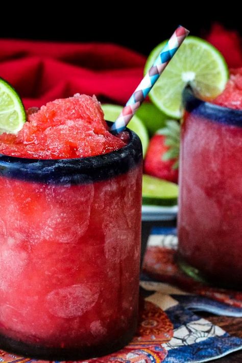 Strawberry Lime Slush Limeade Slush Recipe, Watermelon Vodka Slush, August Recipes, Watermelon Mint Lemonade, Ice Ideas, Summer Drinks Alcohol Recipes, Strawberry Limeade, Slush Recipes, Virgin Drinks