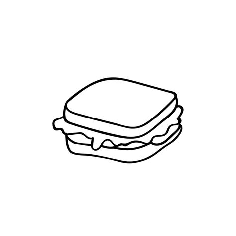 Sandwich Tattoo Small, Sandwich Drawing Simple, Sandwich Doodle, Sandwich Sketch, Sandwich Tattoo, Sandwich Image, Sandwich Vector, Cool Little Tattoos, Sandwich Illustration