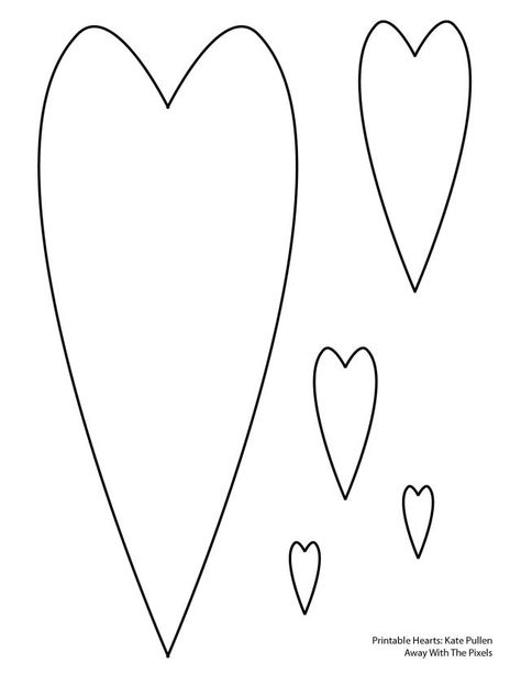 Heart Patterns Printable, Heart Shapes Template, Printable Heart Template, Jewelry Template, Heart Stencil, Wire Heart, Shape Templates, Heart Printable, Heart Outline