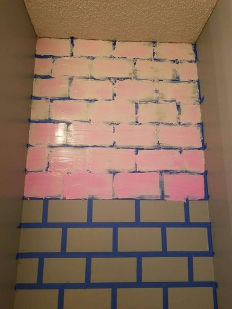 How to Make a DIY Faux Brick Wall - The Crafty Baking Nurse Faux Brick Paint, Diy Brick Wall Backdrop, How To Paint Faux Brick Paneling, Sponge Brick Wall Diy, Faux Brick With Sponge, Diy Brick Texture Wall, Faux Brick Wall, Brick Wall Bedroom Ideas, Faux Brick Wall Panels Foam